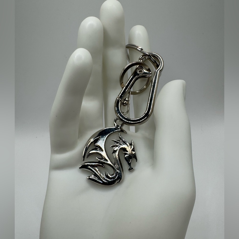 2/$20 Silver Dragon Charm Keychain - Picture 2 of 8